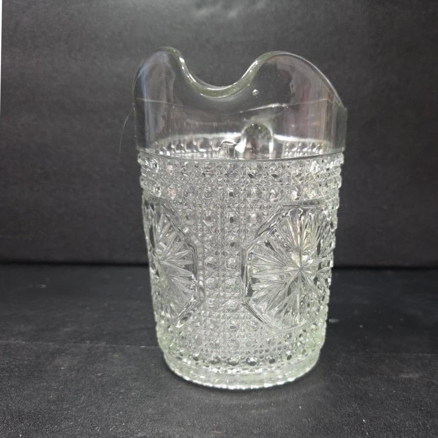 Imperial Glass Amelia Clear Pitcher, Vintage Jug, Pressed Star Medallion Pattern - Thumbnail 3