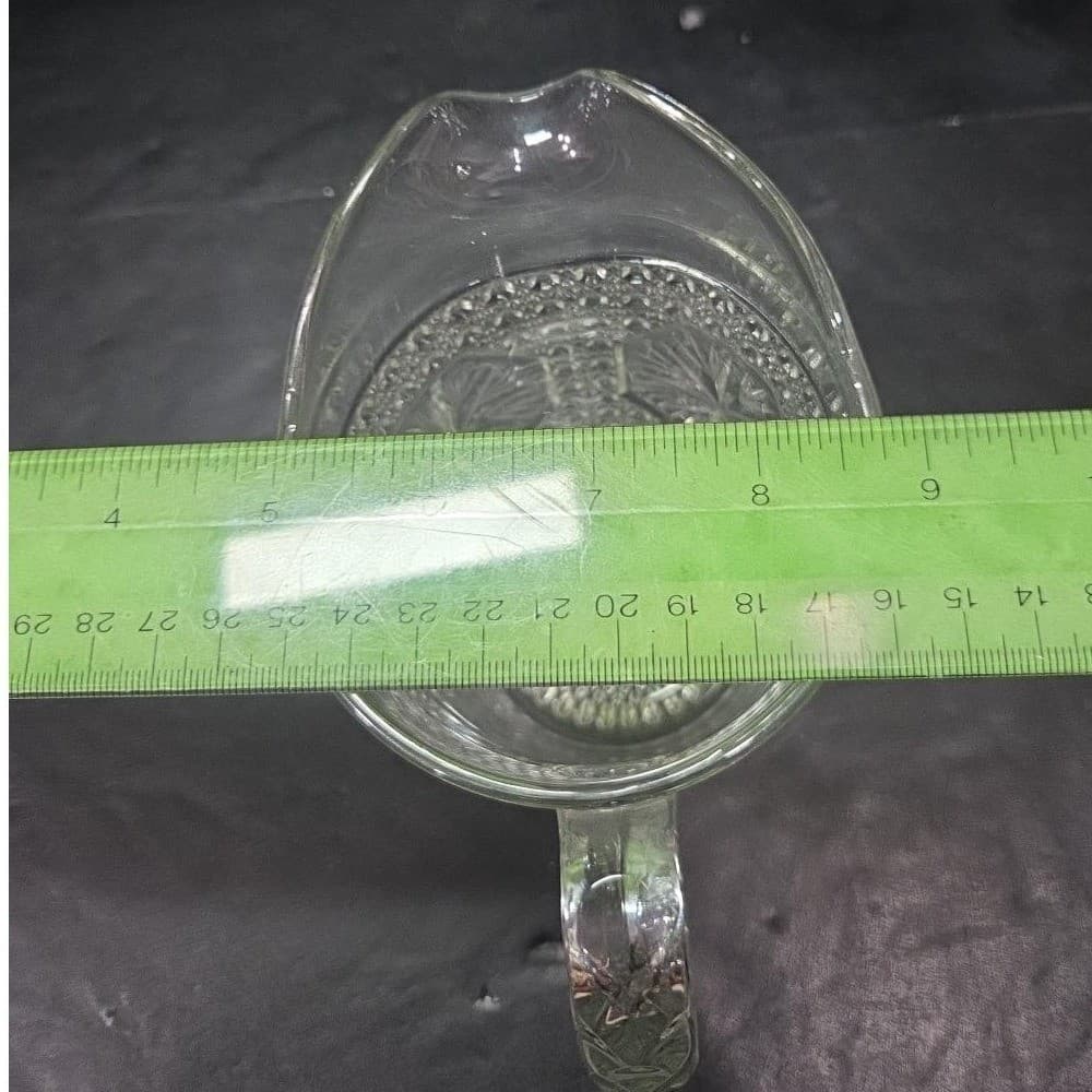 Imperial Glass Amelia Clear Pitcher, Vintage Jug, Pressed Star Medallion Pattern - Thumbnail 10