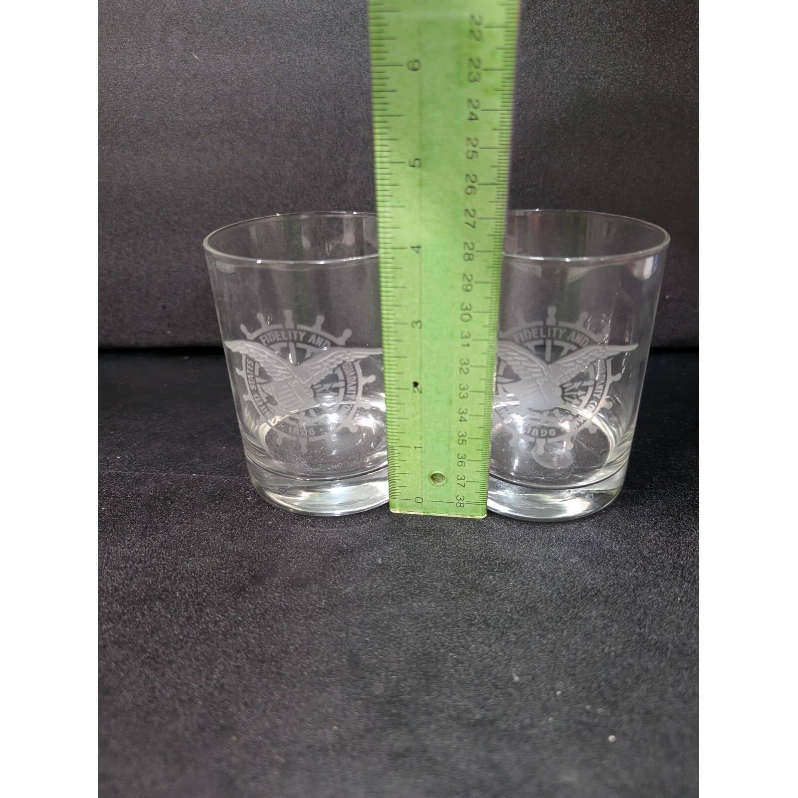 US Fidelity And Guidance Company 1896 Glass Tumblers Set, Etched Whiskey Glasses - Thumbnail 8