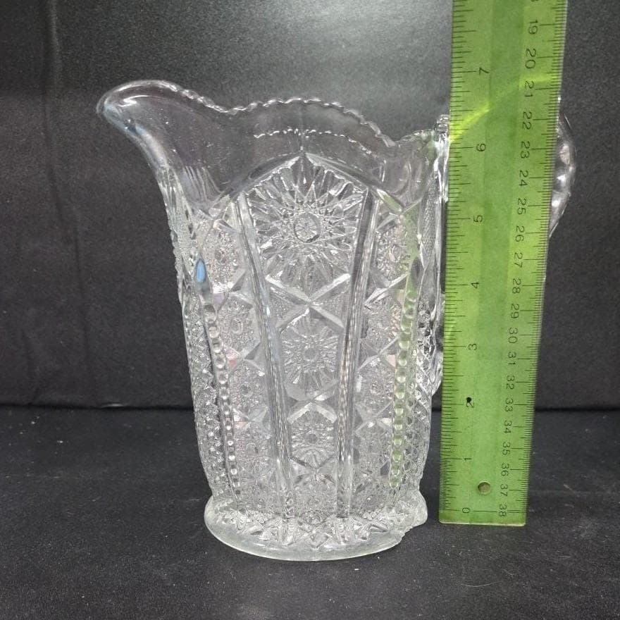 Indiana Glass Paneled Daisy Pitcher, EAPG Pitcher, 32 oz Serveware, Glassware - Thumbnail 2