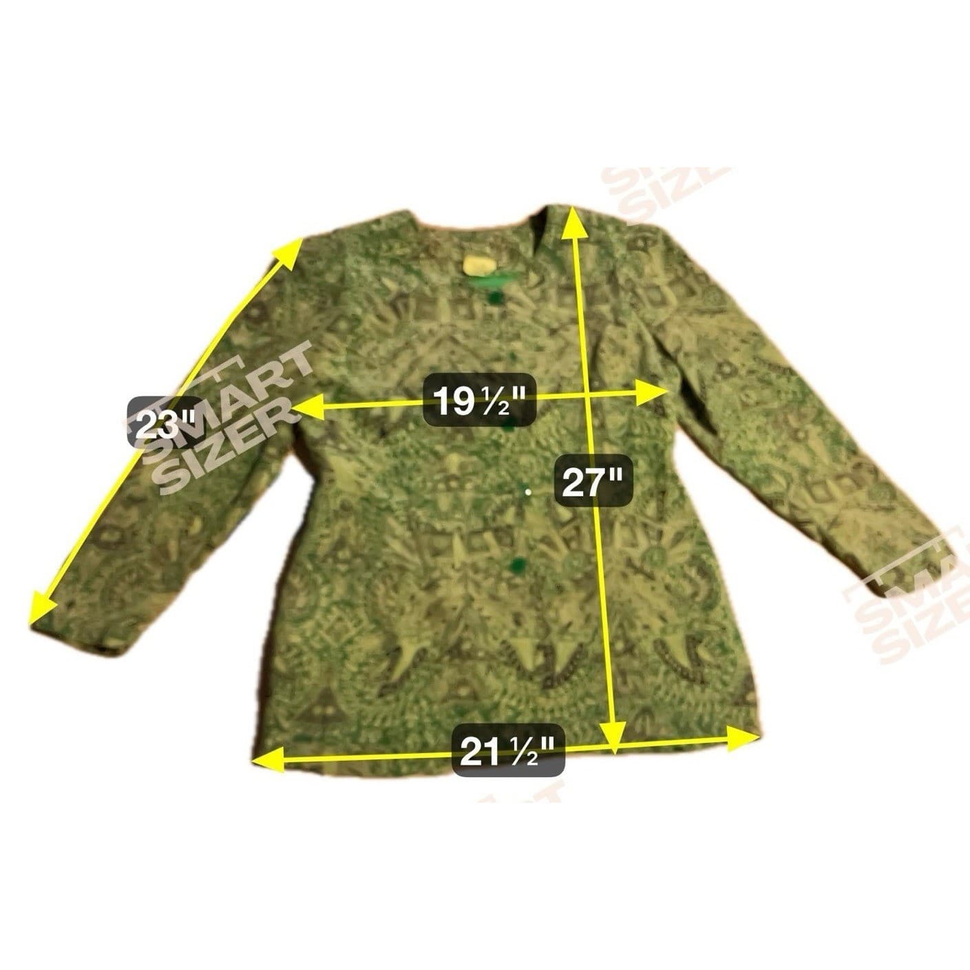 Sussy Green Batik Geometric Print Skirt Suit Set, Women's 2XL, Blazer Midi Skirt - Thumbnail 2