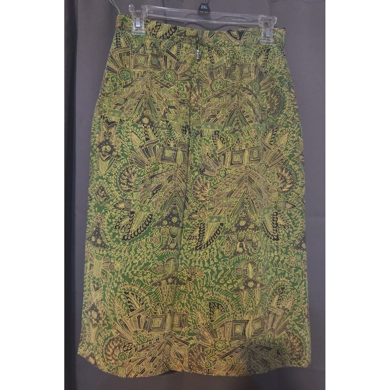 Sussy Green Batik Geometric Print Skirt Suit Set, Women's 2XL, Blazer Midi Skirt - Thumbnail 8
