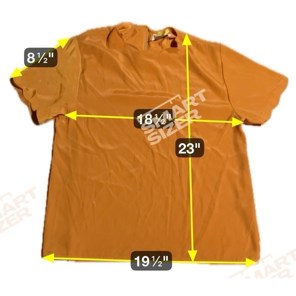 Sara Stephen Mustard Yellow Blouse, Women's Small Keyhole Back, Scalloped Sleeve - Thumbnail 2