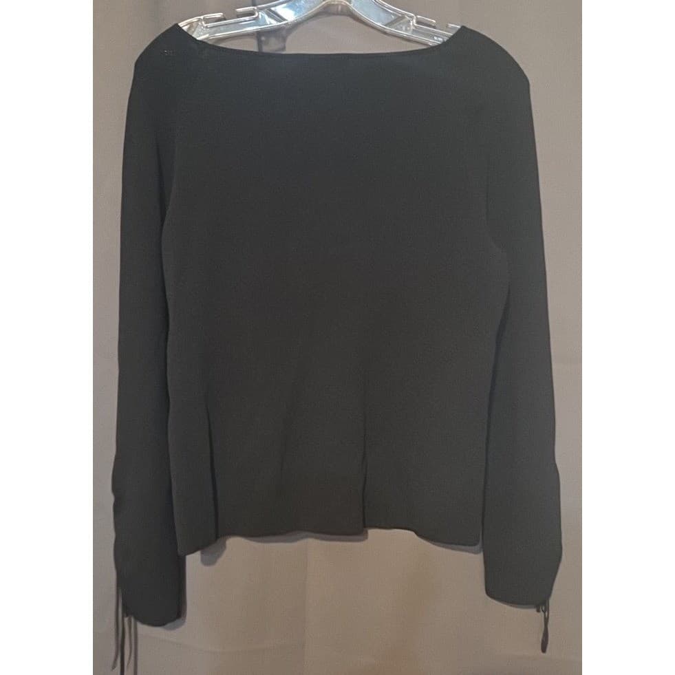 Due per Due Collection Black Boat Neck Tie Cuff Knit Sweater. Women's Medium - Thumbnail 4