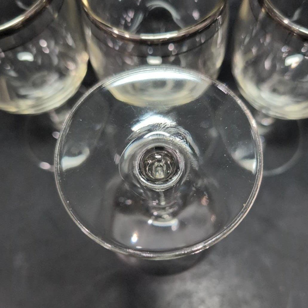 Platinum Rimmed Clear Wine Glasses, Set of 4, Vintage Replacement Stemware, MCM - Thumbnail 8