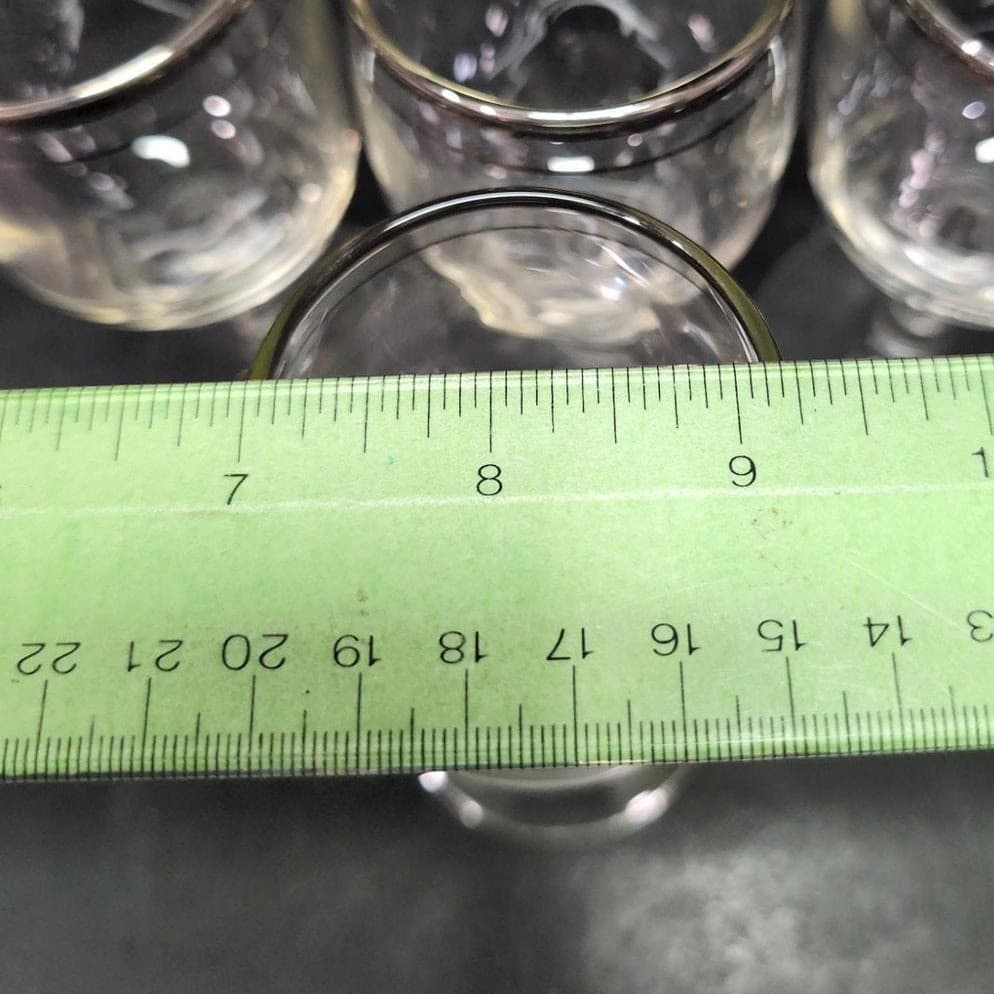 Platinum Rimmed Clear Wine Glasses, Set of 4, Vintage Replacement Stemware, MCM - Thumbnail 10