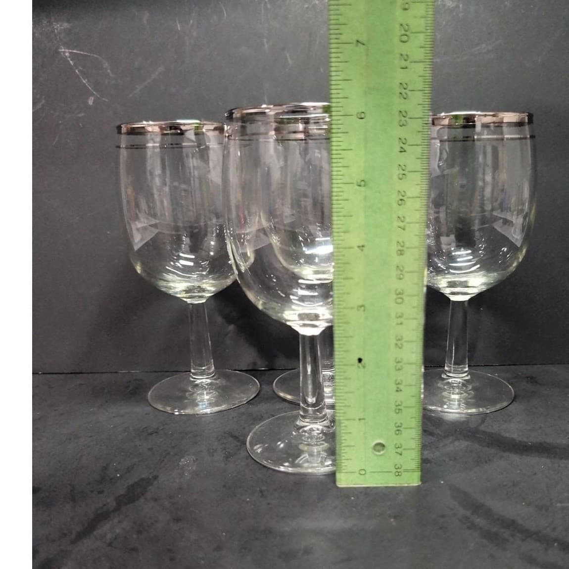 Platinum Rimmed Wine Glasses, Set of 4, Replacement Stemware, Vintage Drinkware - Thumbnail 9