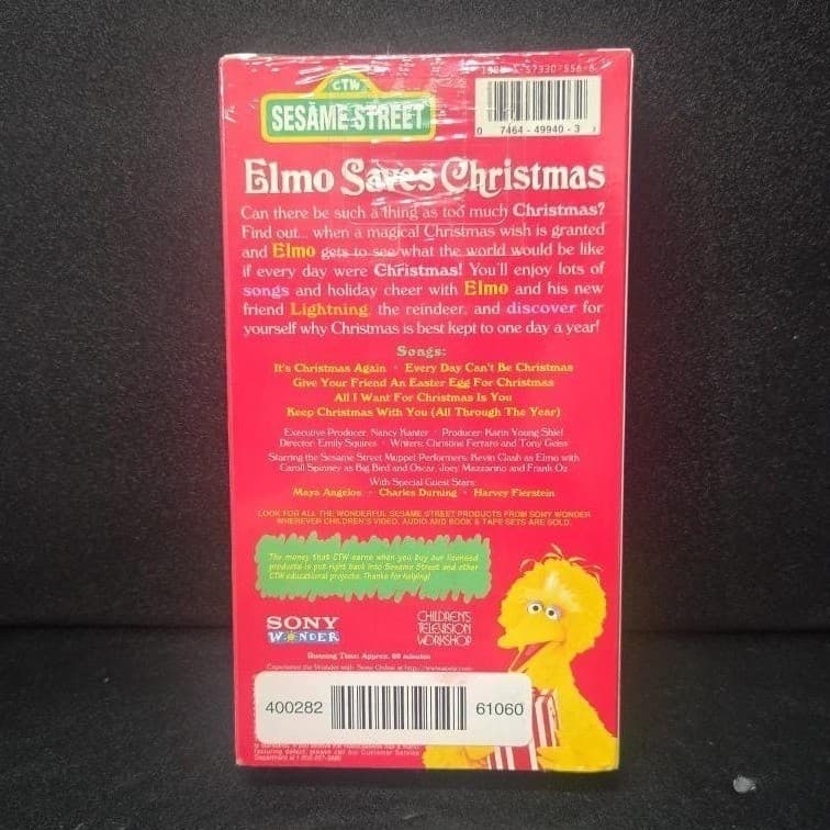 Sesame Street Elmo Saves Christmas VHS, Sony Wonder Factory Sealed LV 49940 New - Thumbnail 4