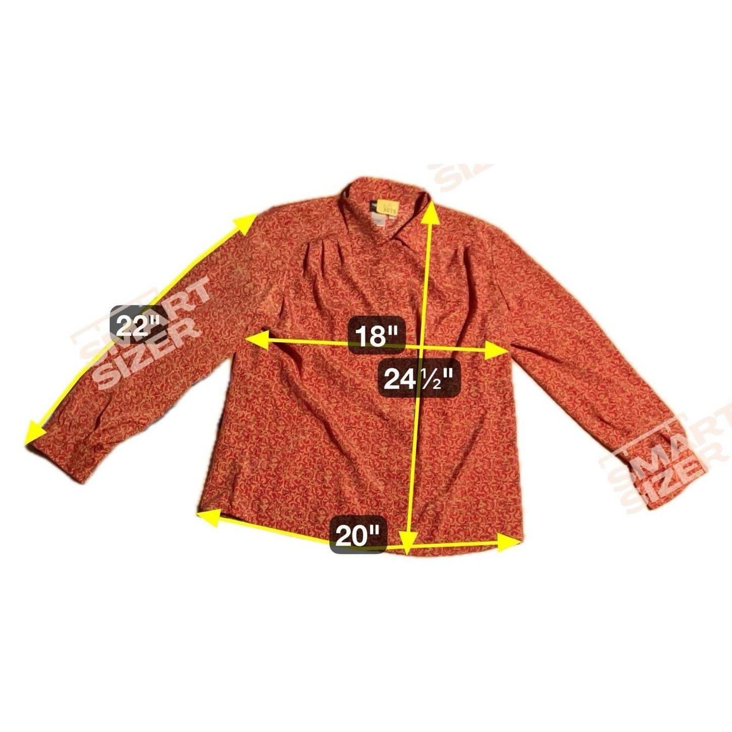 Notations Petite Red Gold Scroll Print Hidden Button Blouse, Women's 8P - Thumbnail 2