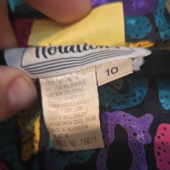 Notations Abstract Leopard Print Blouse, Pink Purple Teal, Women's Size 10 - Thumbnail 5