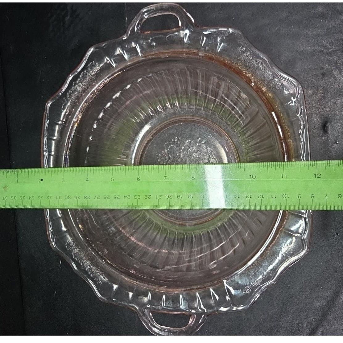 Mayfair Open Rose Pink Handled Bowl, Hocking Depression Glass, Vtg Floral Dish - Thumbnail 6
