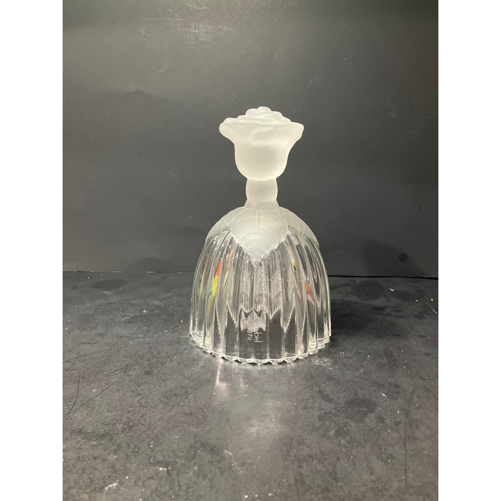 Goebel Crystal "Mother" Glass Bell, Vintage 1979, 5.75" H, Rose Frosted Design - Thumbnail 3