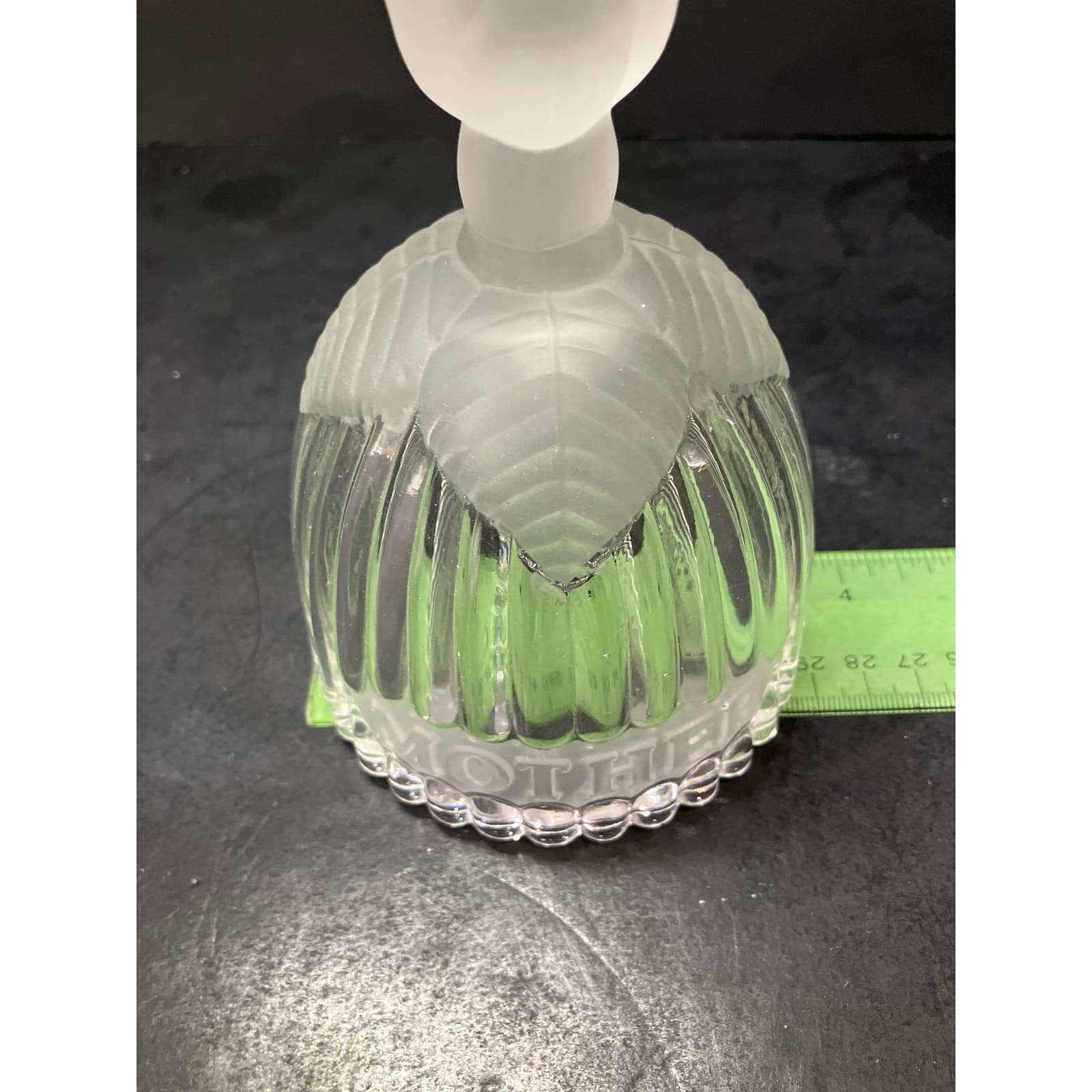 Goebel Crystal "Mother" Glass Bell, Vintage 1979, 5.75" H, Rose Frosted Design - Thumbnail 9