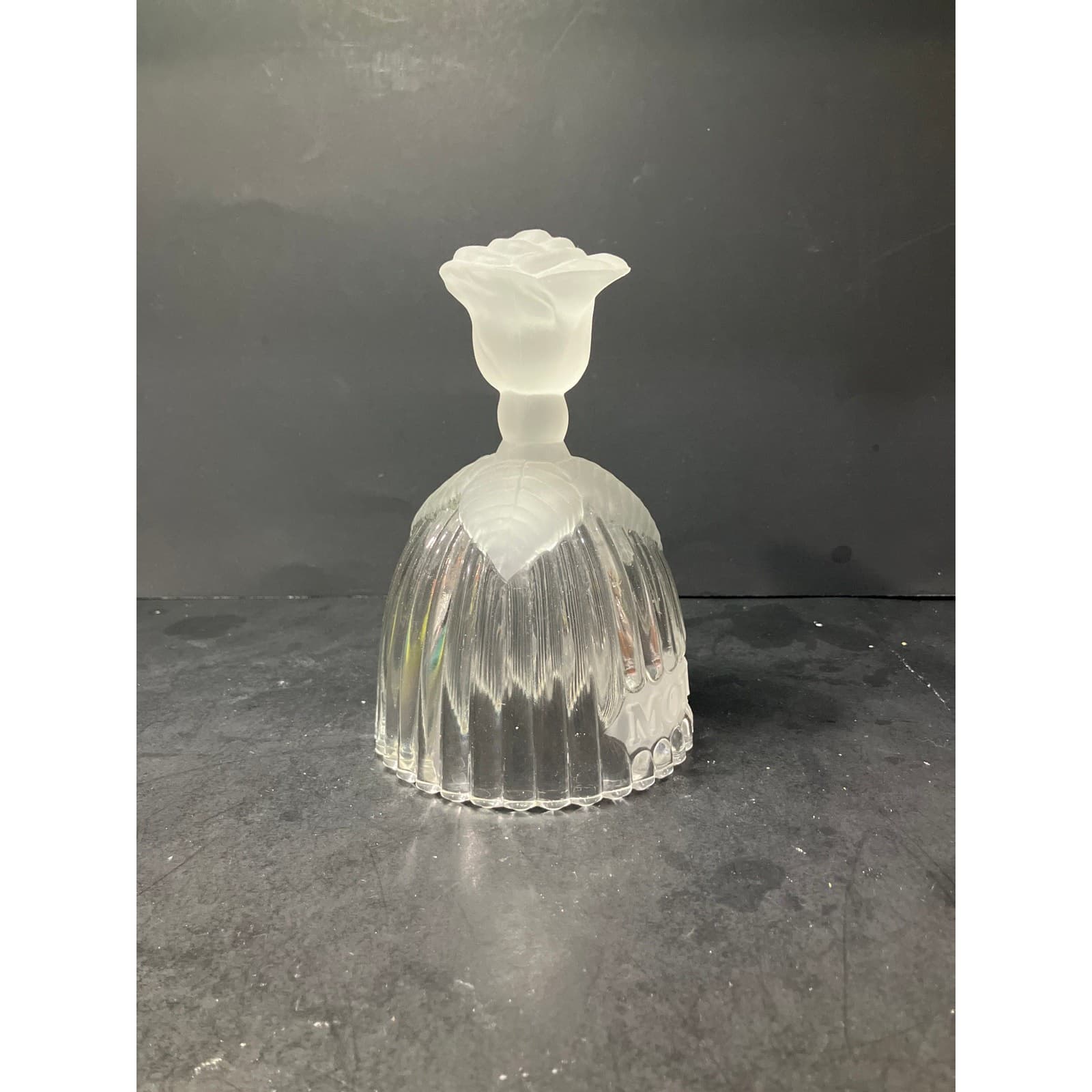 Goebel Crystal "Mother" Glass Bell, Vintage 1979, 5.75" H, Rose Frosted Design - Thumbnail 2