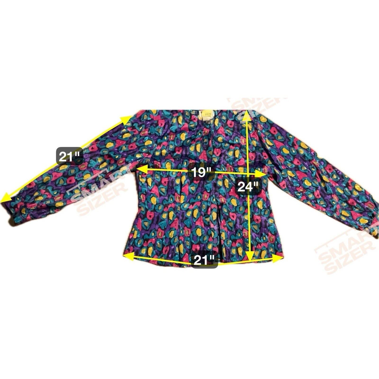 Notations Abstract Leopard Print Blouse, Pink Purple Teal, Women's Size 10 - Thumbnail 2