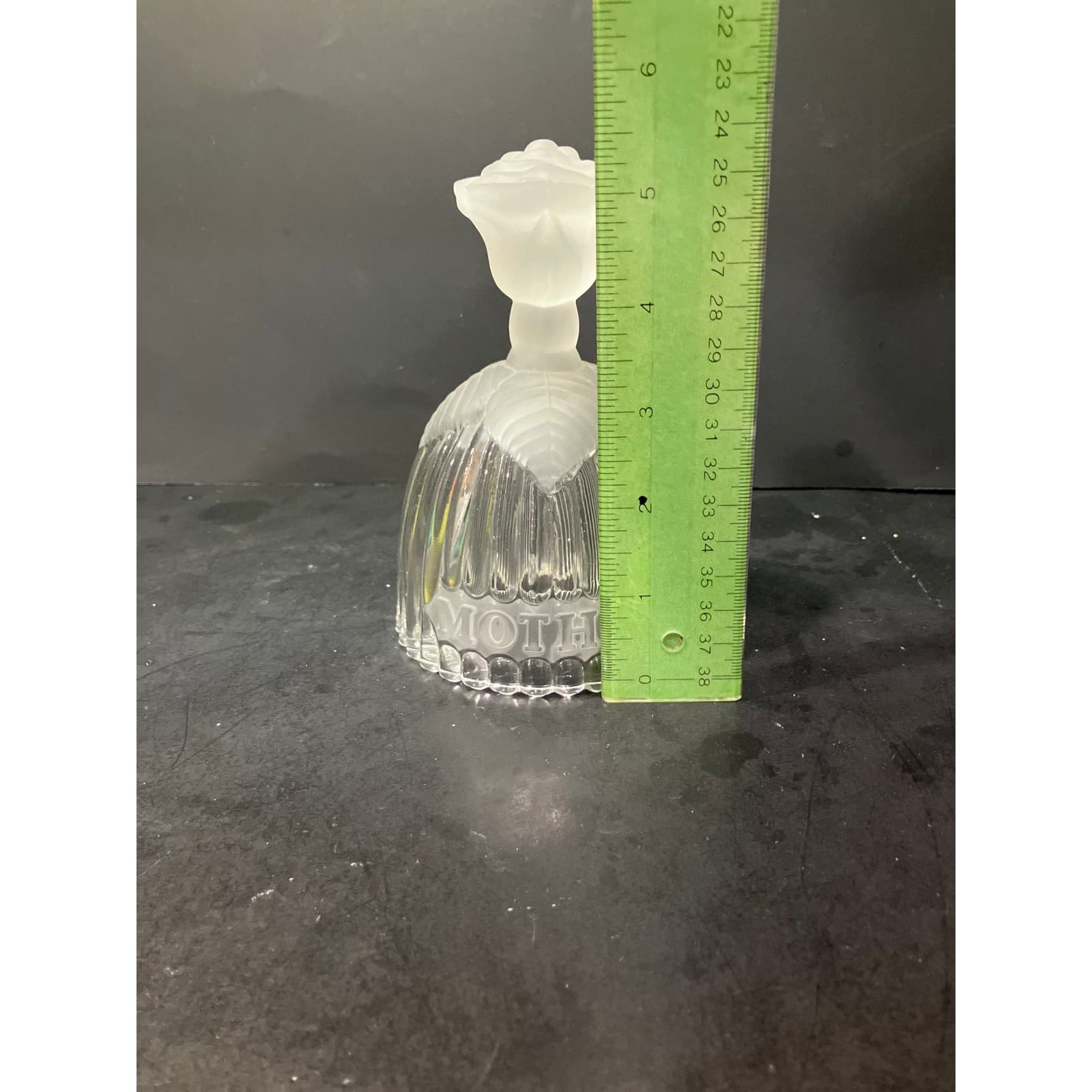 Goebel Crystal "Mother" Glass Bell, Vintage 1979, 5.75" H, Rose Frosted Design - Thumbnail 8