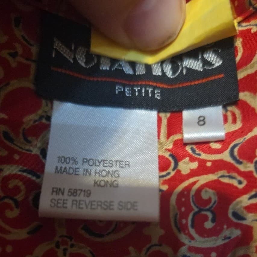 Notations Petite Red Gold Scroll Print Hidden Button Blouse, Women's 8P - Thumbnail 5