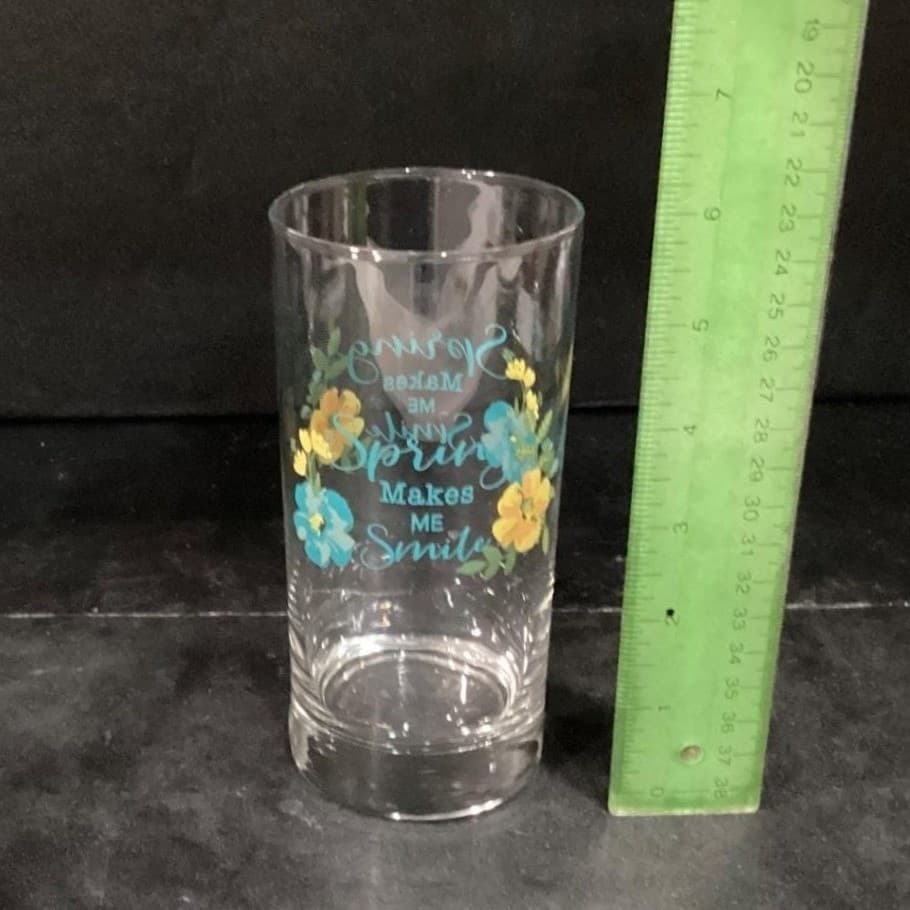 Spring Makes Me Smile Glass Tumblers, Set of 2, Inspirational Glasses, Drinkware - Thumbnail 6