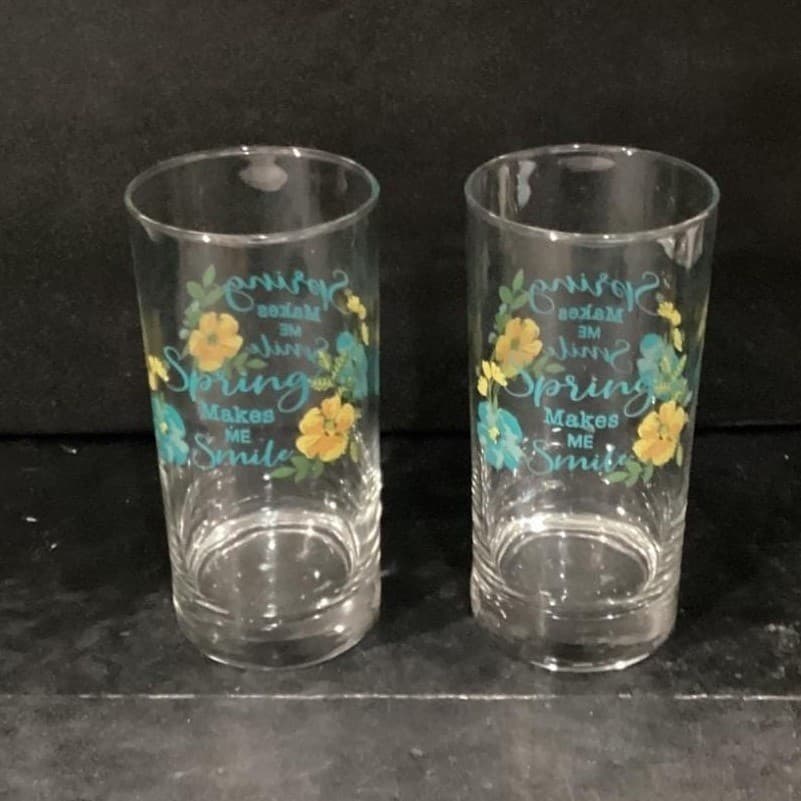 Spring Makes Me Smile Glass Tumblers, Set of 2, Inspirational Glasses, Drinkware - Thumbnail 10