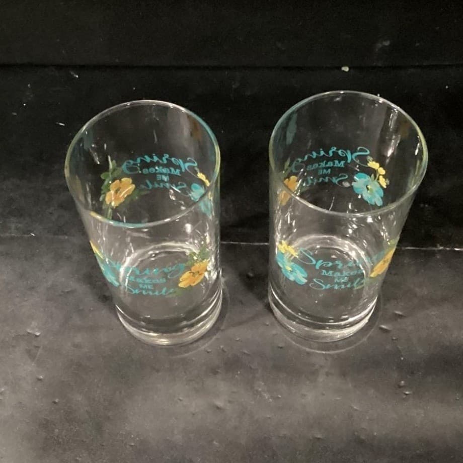 Spring Makes Me Smile Glass Tumblers, Set of 2, Inspirational Glasses, Drinkware - Thumbnail 3