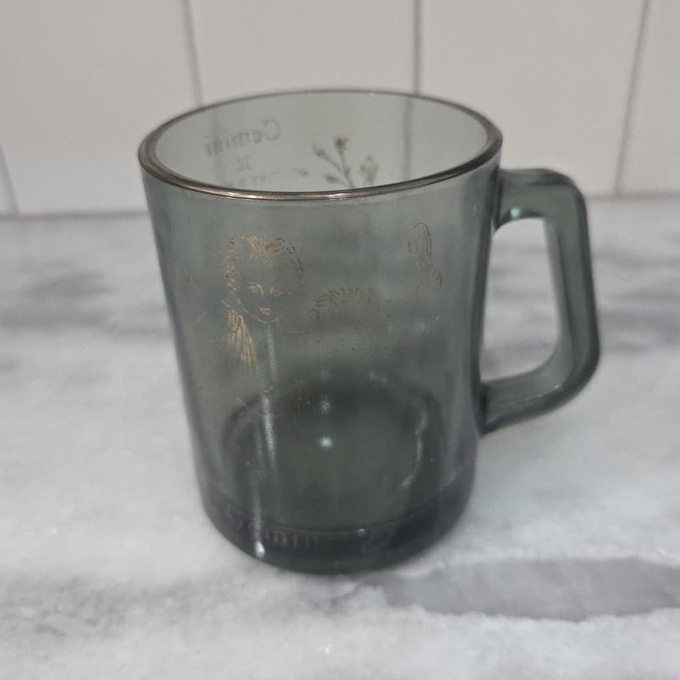 Gemini Zodiac Sign Smoke Gray Coffee Cup, Vintage Faded Gold Lettering Mug - Thumbnail 6