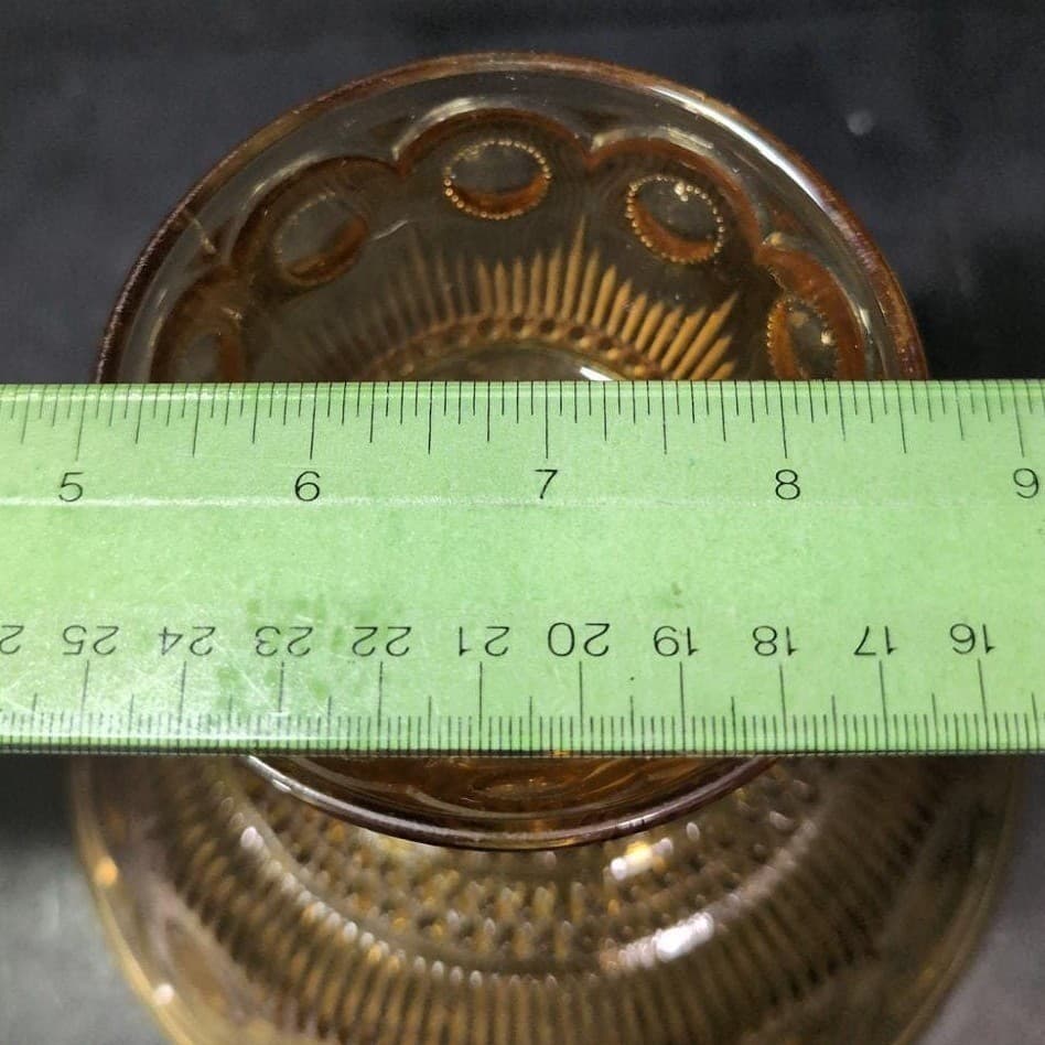 Bartlett Collins Amber Compote, Vtg St. Genevieve Patterned Pedestal Centerpiece - Thumbnail 8
