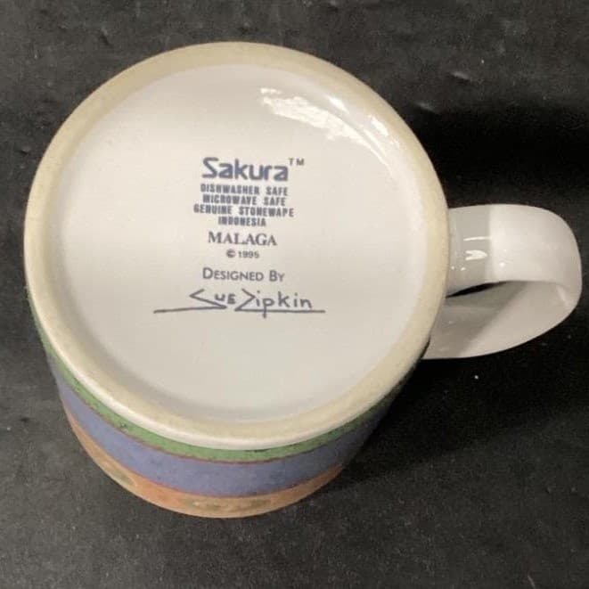 Sakura Malaga Coffee Cups, Set of 2, Vintage Sue Zipkin Design Drinkware - Thumbnail 4