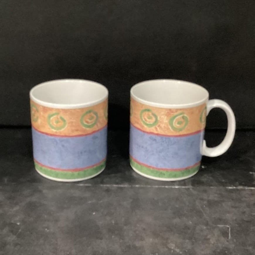 Sakura Malaga Coffee Cups, Set of 2, Vintage Sue Zipkin Design Drinkware - Thumbnail 2