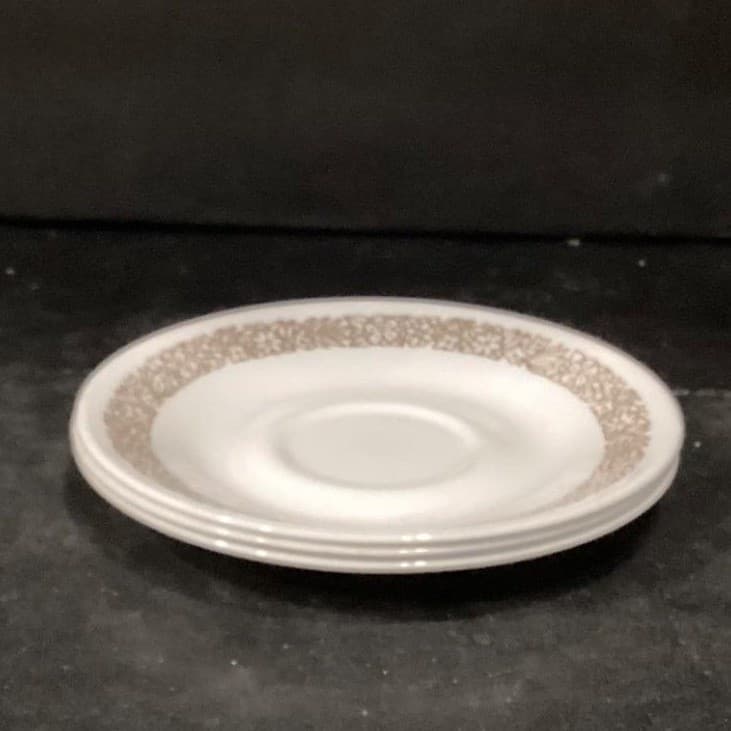 Corelle Corning Woodland Brown Trim Saucers, Set of 3, Vtg Dinnerware, Tableware - Thumbnail 8