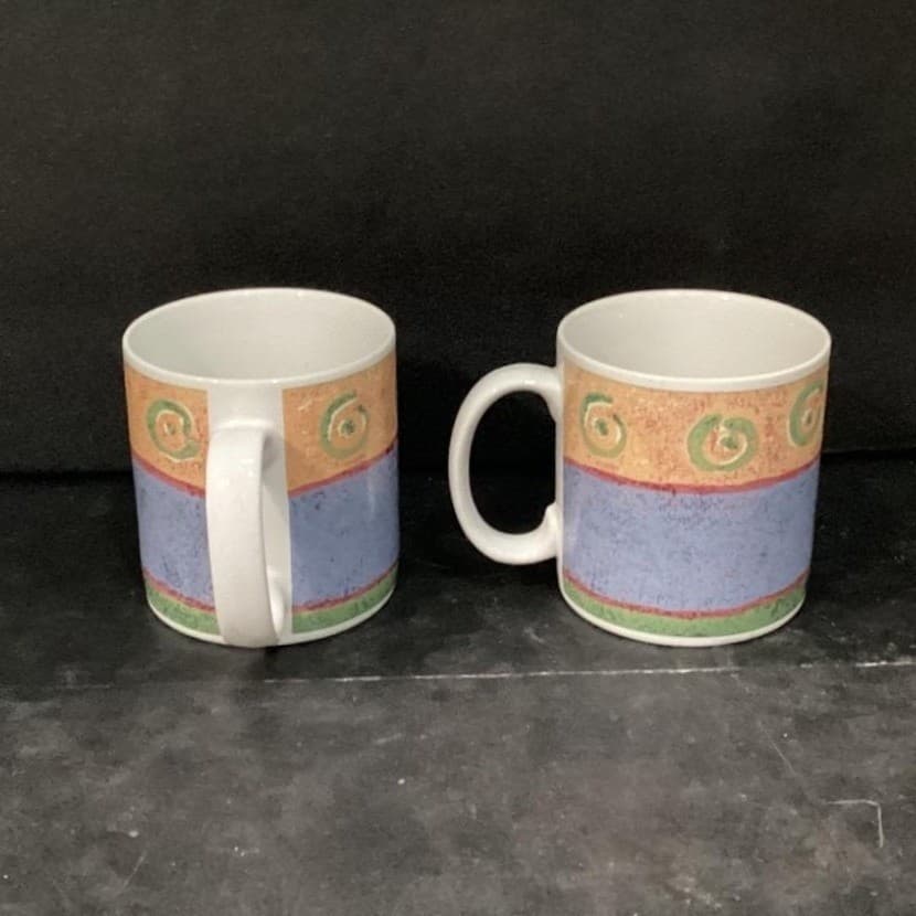 Sakura Malaga Coffee Cups, Set of 2, Vintage Sue Zipkin Design Drinkware - Thumbnail 9