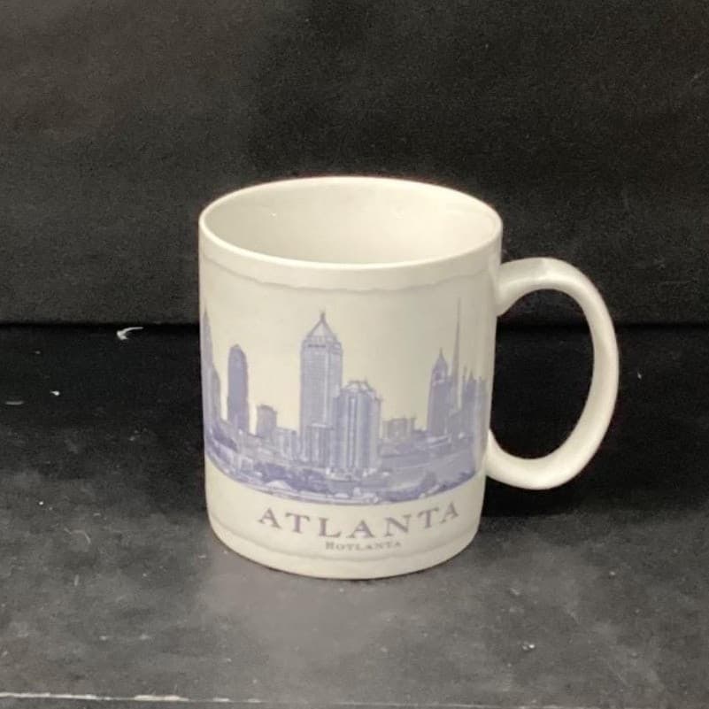 Starbucks Atlanta Skyline Coffee Cup, Vintage Blue & White City Mug, Drinkware - Thumbnail 2