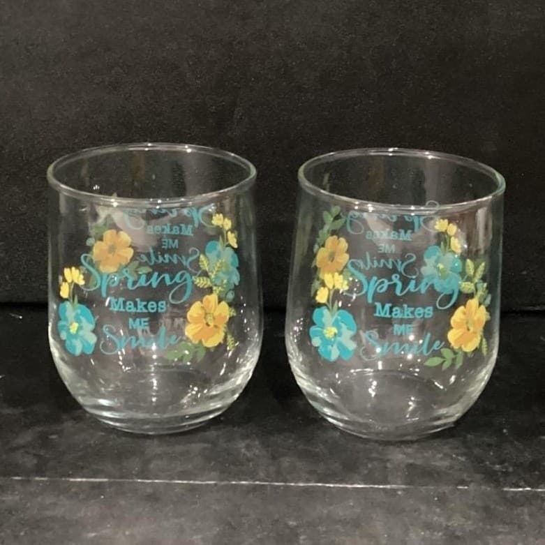 Spring Makes Me Smile Lowball Tumblers, Set of 2, Inspirational Rocks Glasses - Thumbnail 8