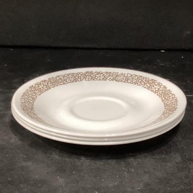 Corelle Corning Woodland Brown Trim Saucers, Set of 3, Vtg Dinnerware, Tableware - Thumbnail 7