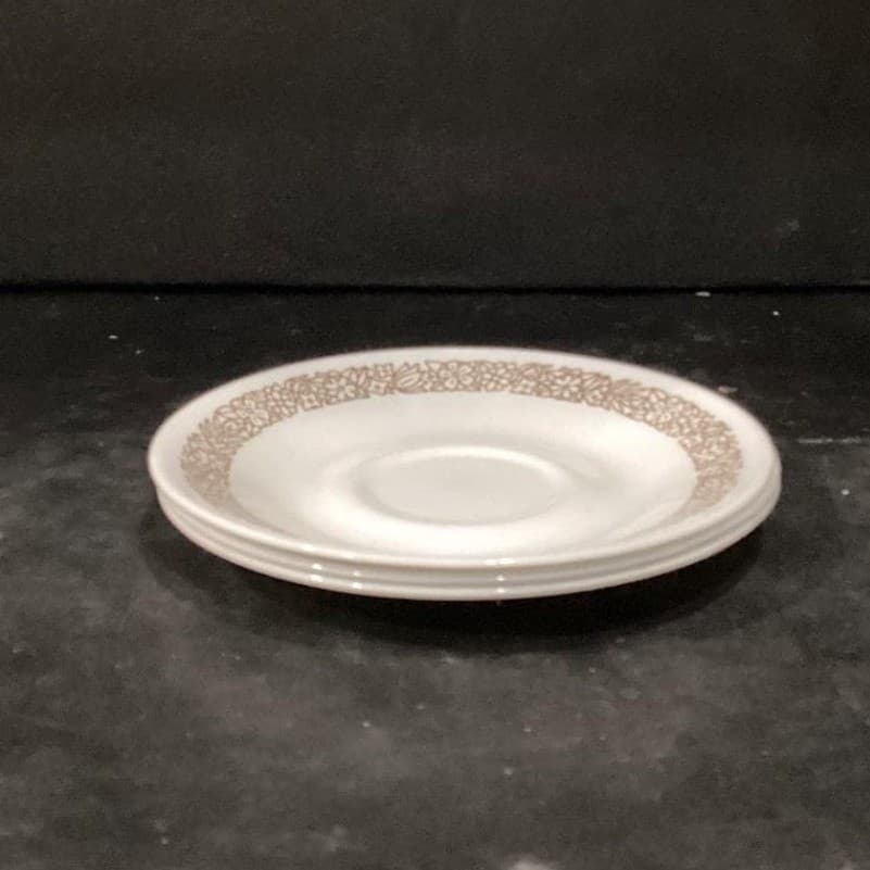 Corelle Corning Woodland Brown Trim Saucers, Set of 3, Vtg Dinnerware, Tableware - Thumbnail 6