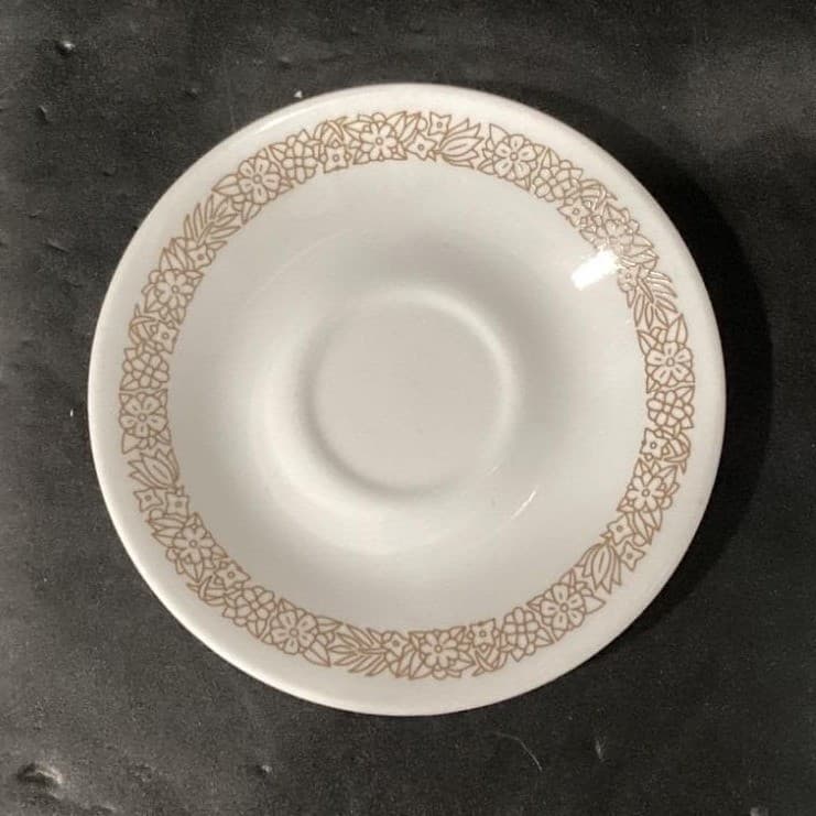Corelle Corning Woodland Brown Trim Saucers, Set of 3, Vtg Dinnerware, Tableware - Thumbnail 3