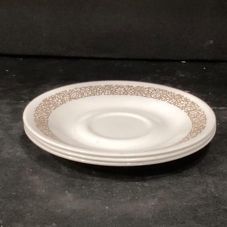 Corelle Corning Woodland Brown Trim Saucers, Set of 3, Vtg Dinnerware, Tableware - Thumbnail 9