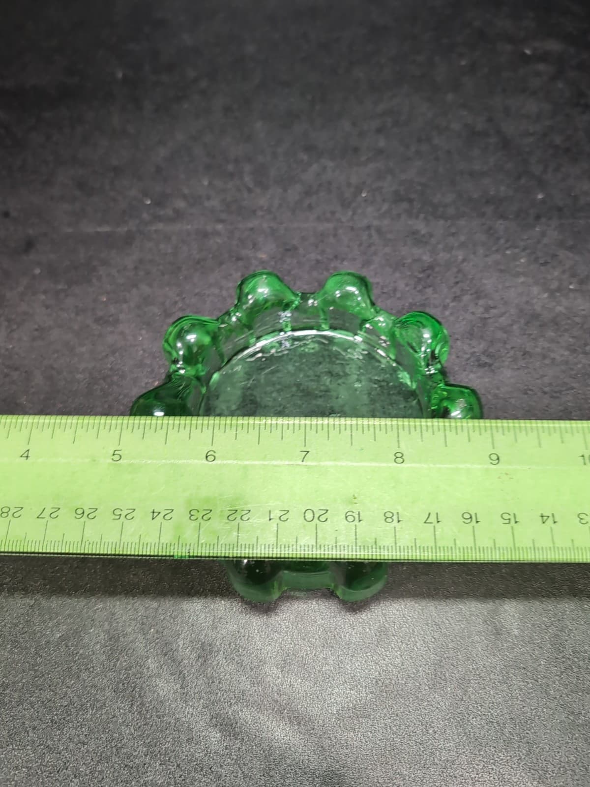 Gear Shaped Green Glass Ashtray, Brutalist Paperweight, Votive Holder, Accent - Thumbnail 8