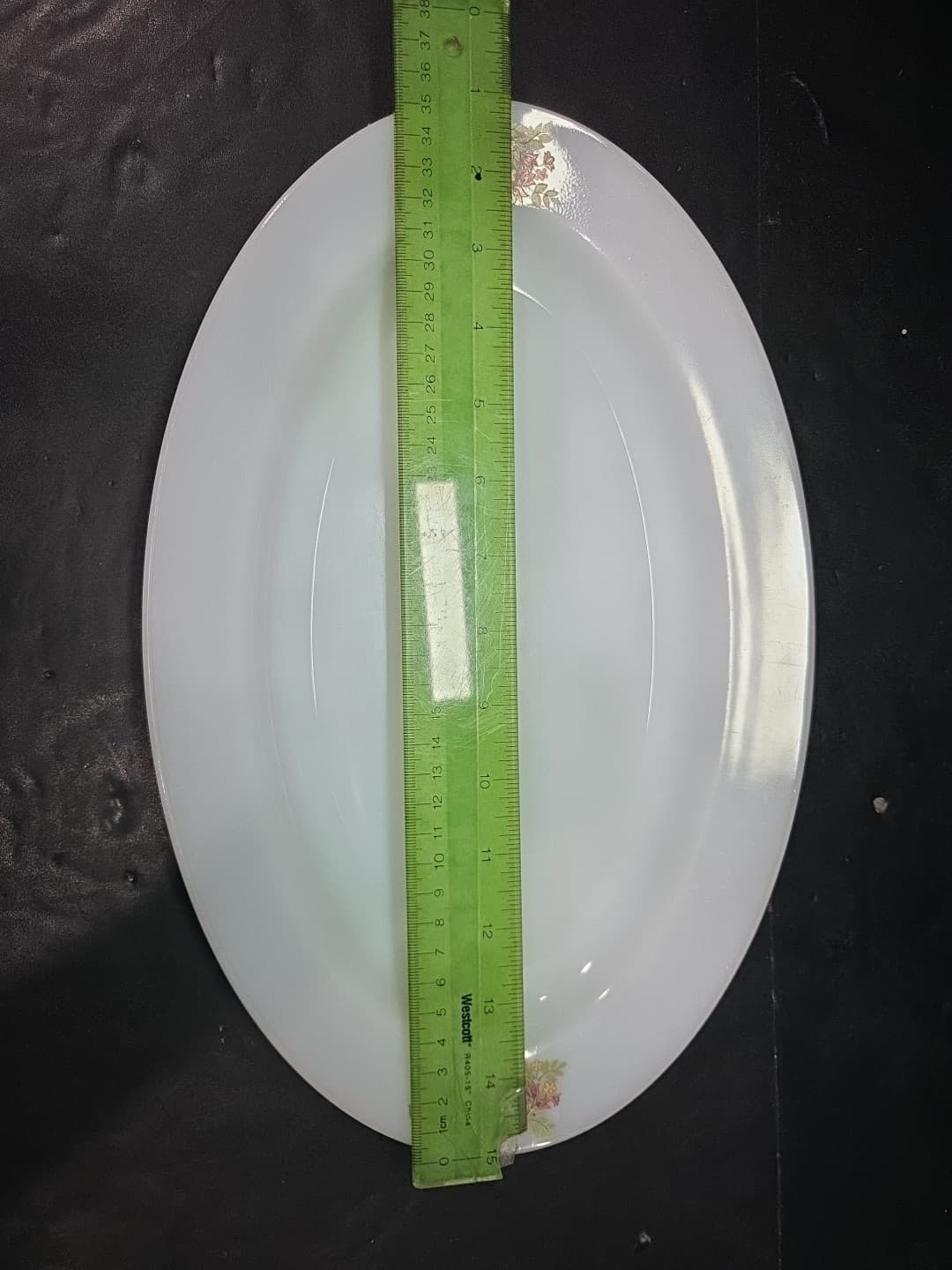Arcopal Opal Ware Oval Platter, Birds & Flowers Design, Vintage Milk Glass - Thumbnail 4