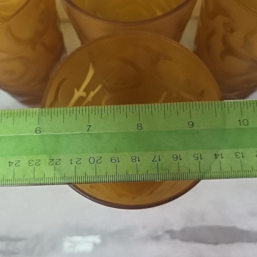 Michael Weems Elise Style Amber Tumblers, Set of 4, Etched Glasses, Drinkware - Thumbnail 10