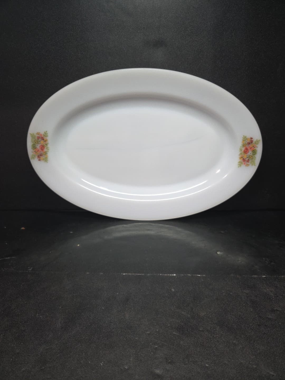 Arcopal Opal Ware Oval Platter, Birds & Flowers Design, Vintage Milk Glass