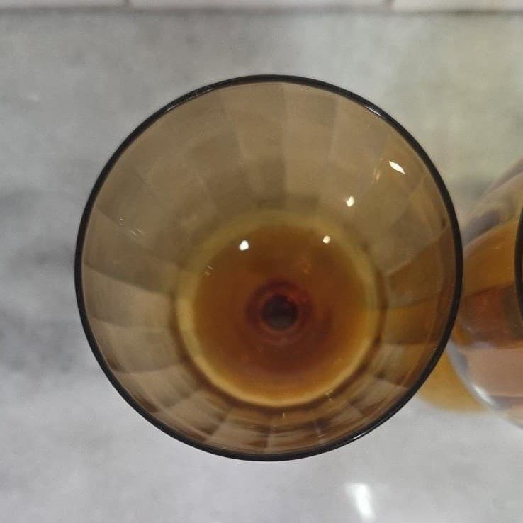 Amber Ribbed Optic Wine Glasses, Set of 2, Vtg Stemware, Replacement Drinkware - Thumbnail 7
