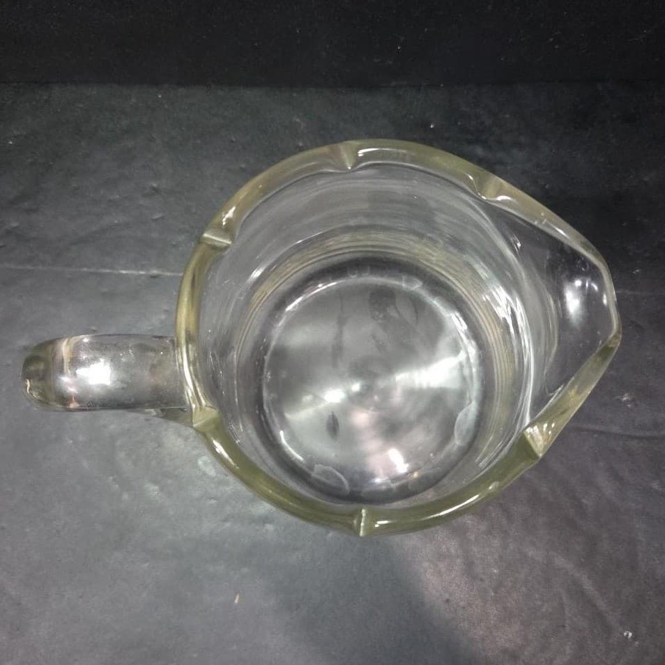 Floral Etched Clear Glass Pitcher, Vintage Beverage Serve, Replacement Barware - Thumbnail 7