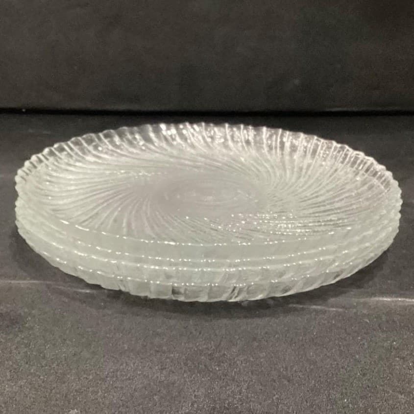 Set Of 4 Arcoroc Seabreeze Salad Dessert Plates Clear Glass Swirl France 7.5" - Thumbnail 7