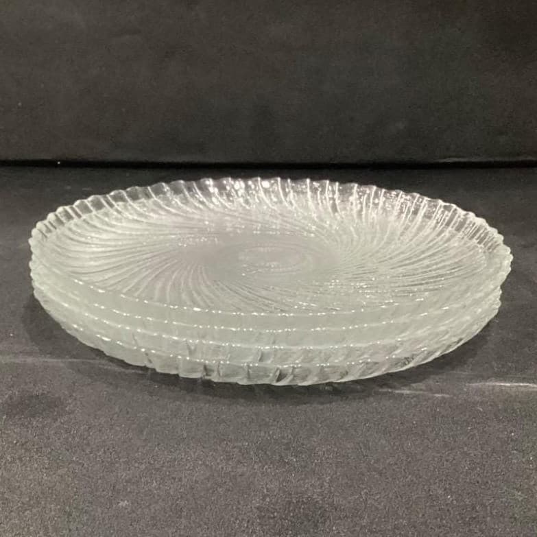 Set Of 4 Arcoroc Seabreeze Salad Dessert Plates Clear Glass Swirl France 7.5" - Thumbnail 6