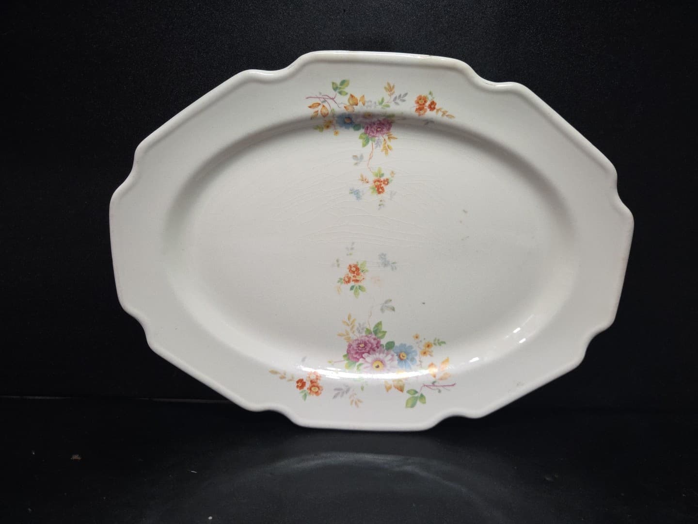 Stetson China Company Floral Pattern Oval Serving Platter, Vintage Serve Ware