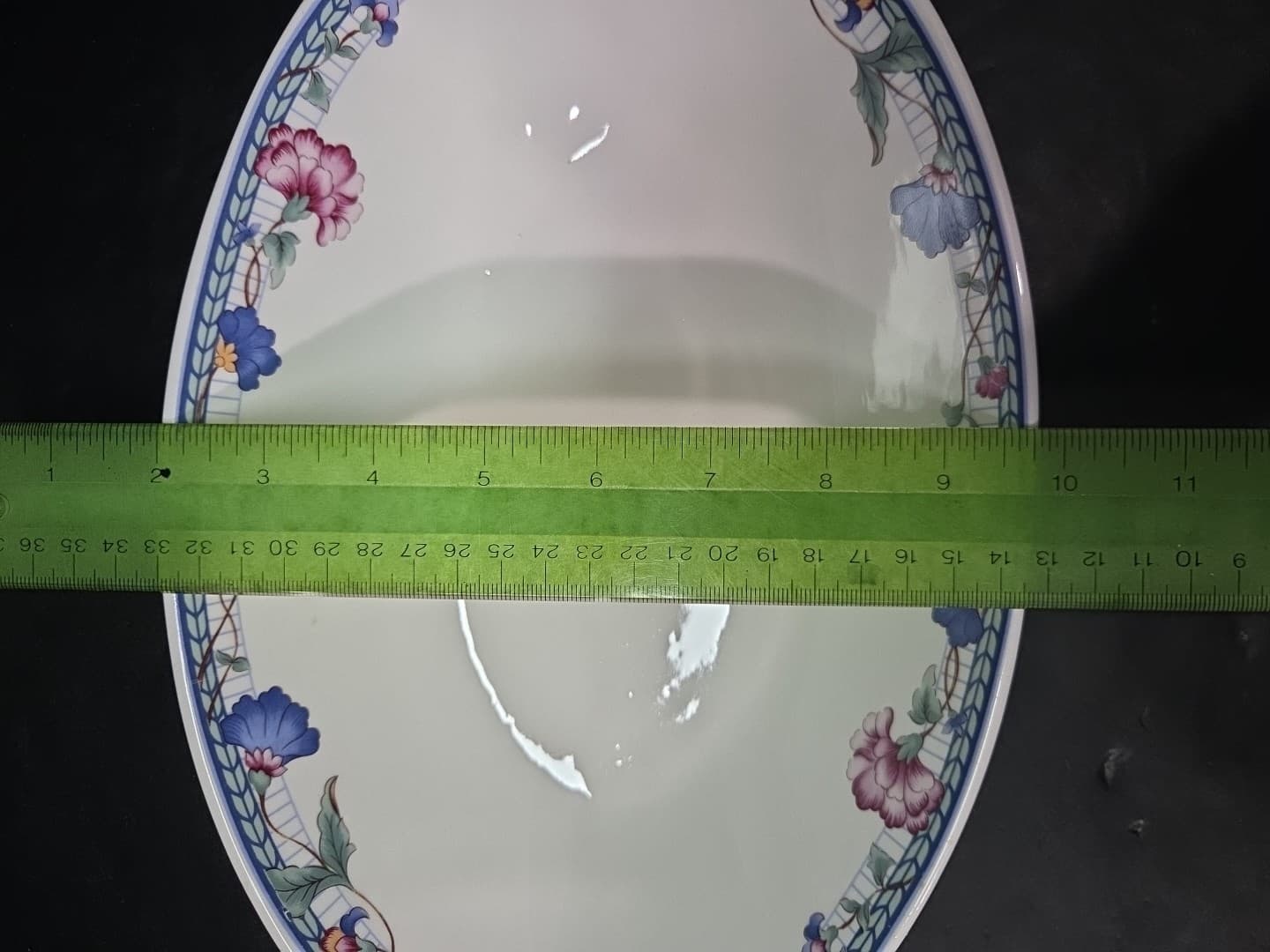 Oneida Blue Lattice P-1 Oval Vegetable Serving Bowl Platter, Vintage Floral Dish - Thumbnail 4