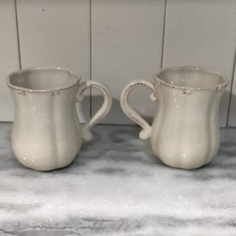 Casafina Style Rustic Coffee Mugs Tea Cups Ribbed Farmhouse Set Of 2 - Thumbnail 2