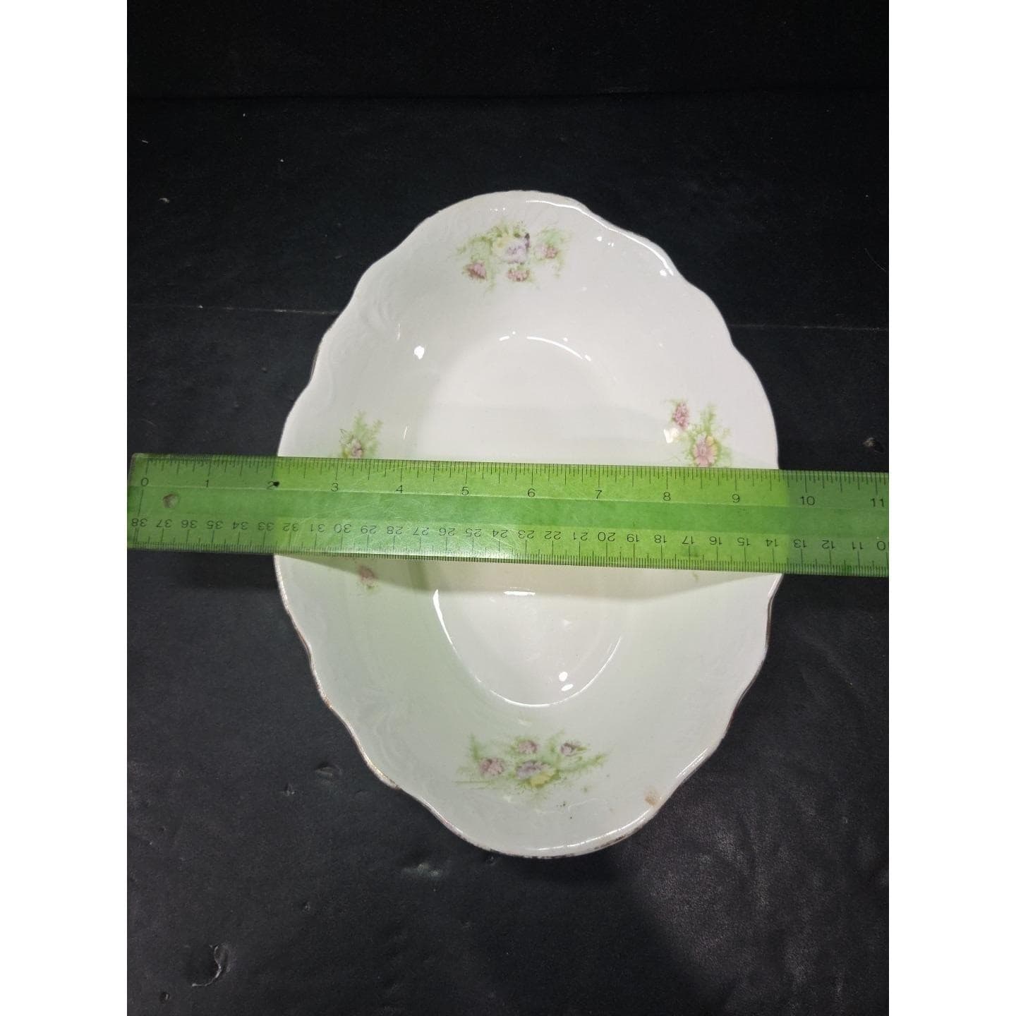 Antique Floral Platter Scalloped Edge Porcelain China Crackled - Thumbnail 6