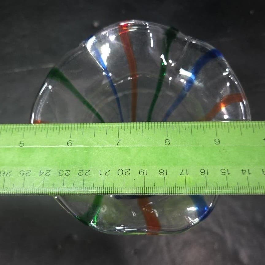 Hand Blown Fluted Art Glass Vase, Vtg Multicolored Flower Holder, Mantel Decor - Thumbnail 10