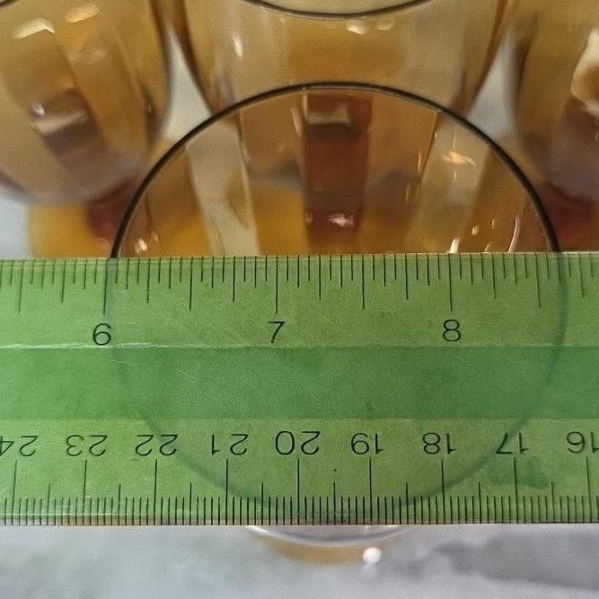 Amber Ribbed Optic Wine Glasses, Set of 4, Vtg Stemware, Replacement Drinkware - Thumbnail 10